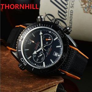 mens automatic full functional stopwatch watches 44mm fabric strap wristwatches sapphire luminous watch factory montre de luxe