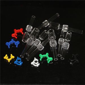 Smoking Domeless Nails 100% Real Quartz Tips with Plastic Clip 10mm 14mm 18mm Joint Highly Quality QuartzNail For Dab Bong Glass Water Pipes