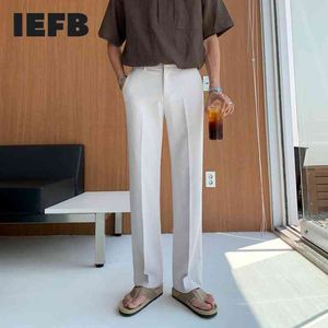 Calças de Negócios Masculinos de IEFB Verão Black Straight Tubo Solto Cores Coreano Calças Básicas Calças finas 9Y7671 210524