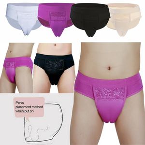 Cuecas 2 pçs / lote homens escondendo gaff calcinha calça calças vaginal falso para crossdressing transgênero sexy mens cuecas acolchoado