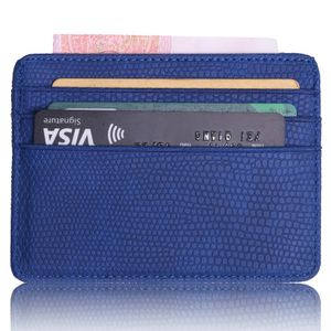 Små mini korthållare resor ödla mönster läder bank affärer plånbok fodral för män kvinnor med ID-fönster