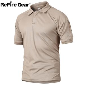 ReFire Gear Military Tactical Polo Shirt Men Summer US Army Camouflage Polo Man's Breathable Quick Drying Arm Pocket Polo Shirts 210401