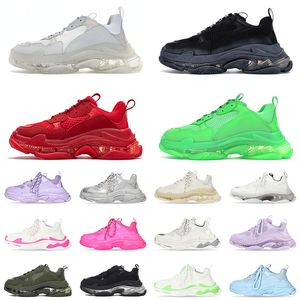 Top Qualiy 2021 Crystal Clear Sole Flat Casual Shoes Mens Womens Triple s Vintage Old All White Platform Outdoor Sneakers 36-45 EUR