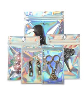 Pearl Plastväska Laserförpackningspåsar för smycken Tillbehör Retailpaket Hängande Clear + Färgglada Poly OPP-paketventilficka