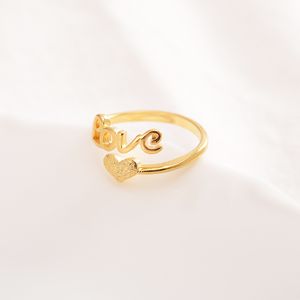 Anello in oro massiccio 18 k fine a forma di cuore carino amore parola arte donna dichiarazione femminile festa di fidanzamento gioielli moda