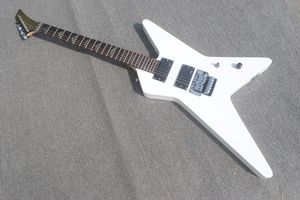 Białe ciało niezwykły kształt gitara elektryczna z Resewood Fretboard, chrom sprzętu, wkładka muszli, oferta dostosowana