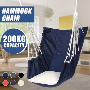 Camp Furniture 6 Types 200KG Canvas Hammock Hanging Bed Rope Chair Swing Seat Indoor Outdoor Patio Porch Garden Supplies With Pillow