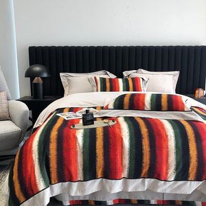 Bedding Sets High Quality 100S Egyptian Long-staple Cotton Stripe Printing Set Brushed Quilt/Duvet Cover Bed Linen Pillowcases