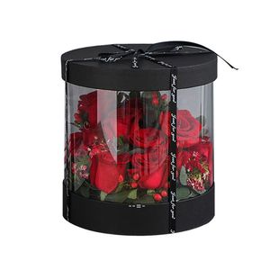 ニューケラルラウンドフラワーボックス結婚式の誕生日透明ポリ塩化ビニールの花ギフト包装箱バレンタインデー母の日の花屋用品Rre1