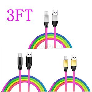 Veri Gökkuşağı Renkli USB Tipi C Kablosu Samsung S9 S8 Artı Hızlı Şarj Huawei P30 Pro Xiaomi Redmi NOTE7 Şarj Kablosu Kablosu