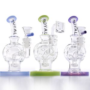 Royal 6'' Egg Rig Glass Bongs Hookahs Swiss Perc Recycler Water Pipes 14.5mm Joint with Quartz Banger Showerhead Percolator Dab Rigs