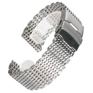 18mm 20mm 22mm 24mm Gümüş İzle Bilezik Paslanmaz Çelik Bant Ayarlanabilir Örgü Yedek Kayış Pratik Saat Bandları Erkekler Erkek H0915