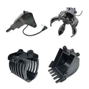 RC Excavator Accessories Full Metal Bucket Drill Grabber Scratch Wood Cutters Alloy Gun Handle Remote Control Truck Spare Parts 211102