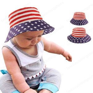 Vår sommar förälder-barn fiskare hatt amerikanska flaggan tryckta barn hattar spädbarn baby pojkar flickor bucket cap sun hattar för barn