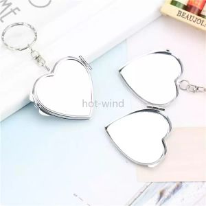 DHL Party Gifts Värmeöverföring Keychain Double Sided Sublimation Blanks Love Heart Circular Square Metal Mirrors Spänne Tryck EE0119