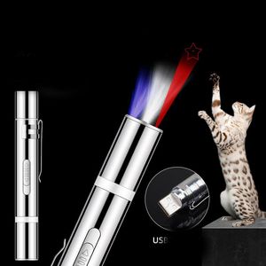 Cat Leksaker Led Laser Toy USB Uppladdningsbar Rolig Chaser Portable Creative Sight Pointer Pen Interactive