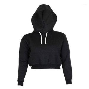 Herbst Frauen Hoodies Solide Crop Hoodie Langarm Jumper Mit Kapuze Pullover Mantel Casual Sweatshirt Top Sudaderas Mujer1