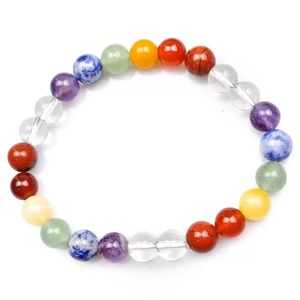 Braccialetti con ciondoli elastici con fili di perline in pietra di cristallo naturale colorato per gioielli da yoga fatti a mano da donna per uomo