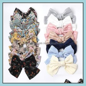 Grampos de cabelo Barrettes Jóias 15 Estilo Stripe Imprimir Bowknot Girl Pins Peony Flower Hairpin Mulheres Lotus Aessórios Headwear Atacado Drop de