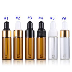Wholesale Mini 5ml Glass Essential Oil Perfume Bottle E Liquid Reagent Pipette Dropper Container with 6 Cpas for your option