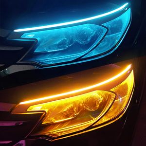 2st LED DRL Car Dagtid Running Ljus Flexibel Vattentät Strip Auto-strålkastare Vit Vändningssignal Gul Bromsflödeslampor 12V 45cm