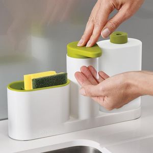 Liquid Soap Dispenser Practical Shampoo Hand Storage Box With Cleaning Sponge Brush Holder Kitchen Bathroom Accessories