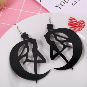 Висячие люстры Crazy Acrylic Moon Dancing Girls Earrings Halloween Gifts Hip Hop Punk Drop For Women Unique Party Earring