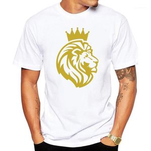 T-shirts Vector Lion Face White Men T-shirt Kortärmad O-hals sommar grafiska toppar Tees Camiseta Hombre Acceptera skräddarsydda kläder