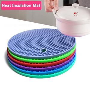 Honeycomb silica gel insulation mat Shelf Liner round casserole marmite anti scalding thickened high temperature microwave oven pad