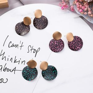 Stud JZTOP Sexy Round Leopard Irregular Earrings For Woman Retro Multicolor Geometric Circle Metal Earring Female Punk Jewelry