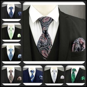 Green Blue Red 160cm 63" Extra Long Mens Necktie and Pocket Square Set Silk Luxury Tie for Wedding Gift Formal Male