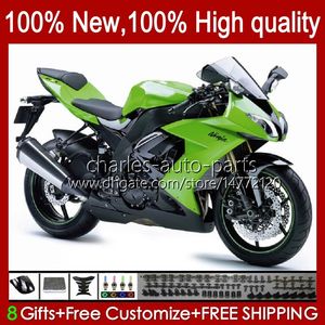 Motocicleta Bodywork para Kawasaki Ninja ZX1000C ZX-10R ZX 10R 10 R 1000 CC 2008-2010 Corpo 56No.52 ZX10 1000CC ZX10R 08 09 10 ZX1000 2008 2008 2010 Jogo de Fairing Green Green