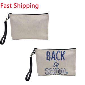 16*25cm Sublimation Makeup Bag with Zipper Favor DIY Blank Pen Pouch Wallet Cosmetic Bags Travel Jewelry Storage Handbag