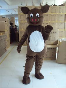 Cadılar bayramı Kahverengi Domuz Maskot Kostüm Yüksek Kaliteli Karikatür Peluş Anime Tema Karakter Yetişkin Boyutu Noel Karnaval Doğum Günü Partisi Fantezi Kıyafet