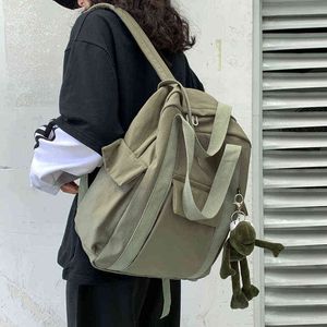 Zaino stile Baghocodo Nuova borsa da scuola semplice in nylon impermeabile da donna tinta unita per viaggio a spalla per ragazza adolescente 220723