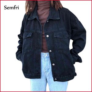 Semfri jacka kvinnor svart denim vinter jeans kappa casual hajuku streetwear kvinnlig vintage dropshipping