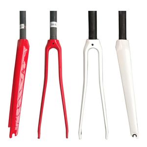 Bisiklet Forks toseek yol ön çatal 700C tam karbon 28.6mm 1-1 / 8 V fren yarış bisiklet parçaları kırmızı ve beyaz
