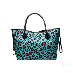 Blue Cheetah Canvas Duffel Torba Duża Pojemność Torby Podróżne Chevron Leopard Niekończące się Tote Dom1753