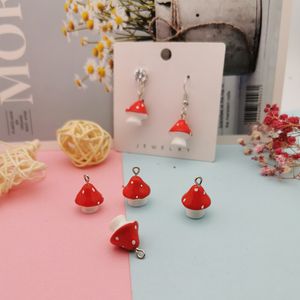 10 pçs/lote 3D Pequeno Cogumelo Vermelho Resina Encantos Pendentes Legumes Pendentes Para DIY Brincos Chaveiro Jóias Fazendo Acessórios Presente