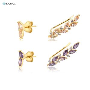 Stud Kikichicc Sterling Silver Gold Champagne Climber Earring For Rock Punk Pendientes Piercing Ohrringe Jewelry