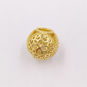 925 sterling Silver only jewelry making by pandora Openwork Flower DIY charm gold bracelets anniversary gifts for wife women her chain bead layered necklace 767853