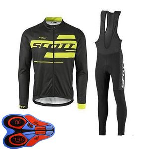 Spring/Autum SCOTT Team Mens cycling Jersey Set Long Sleeve Shirts Bib Pants Suit mtb Bike Outfits Racing Bicycle Uniform Outdoor Sports Wear Ropa Ciclismo S21042028