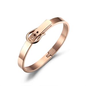 Stainls Steel Cuff Bangl Friendship Women Belt Bracelet