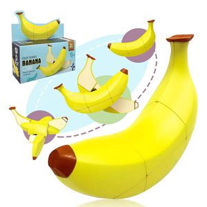 Banana 3D Puzzle Magic Cube Speed 3X3X3 Fruit Fidget Toys Stickerless Twisty Anti Stress Educational Games Birthday Gifts for Kids Adults Children