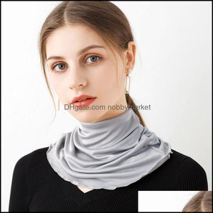 スカーフは帽子、手袋ファッションaessories 100％自然シルクリングスカーフ女性Sun Protection Headscarfネックカラー屋外スカーバー本物