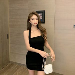 Fashion Sling dress Summer Sexy Temperament Split fork Hip tight short skirt sexy women 210507