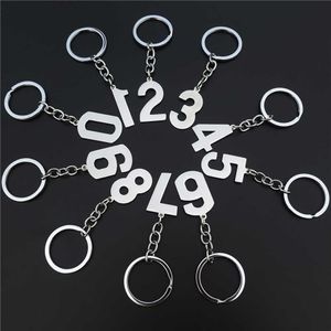 Liczba Brelok Numeryczny Charms Wisiorki 0 1 2 3 4 5 6 7 8 9 Repurposed stal nierdzewna Keyring 10 sztuk Assorted Arabski Liczba H0915