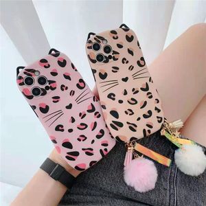 3d Leopard cat ear tpu phone cases with chain for iPhone 12 11 pro promax X XS Max 7 8 Plus case cover