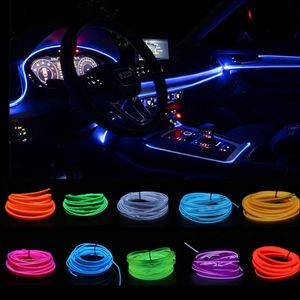 Samochód Drut Drut LED Light Wnętrze Zespół LED Strip Neon Oświetlenie Garland Wire Liny Rurki Dekoracja Elastyczna Rura Kolory Auto Lampa