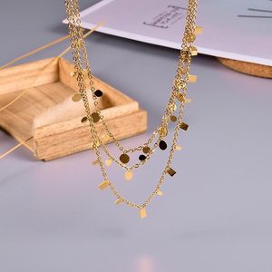 Pendant Necklaces Gold Color Tiny Teardrop Dot Square Geometric Patterns Titanium Steel Necklace Women Fashion Jewelry Mother's Day Gift(GN2